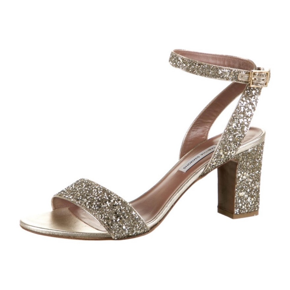 Tabitha Simmons Glittery Gold Sandals. Size 10 US